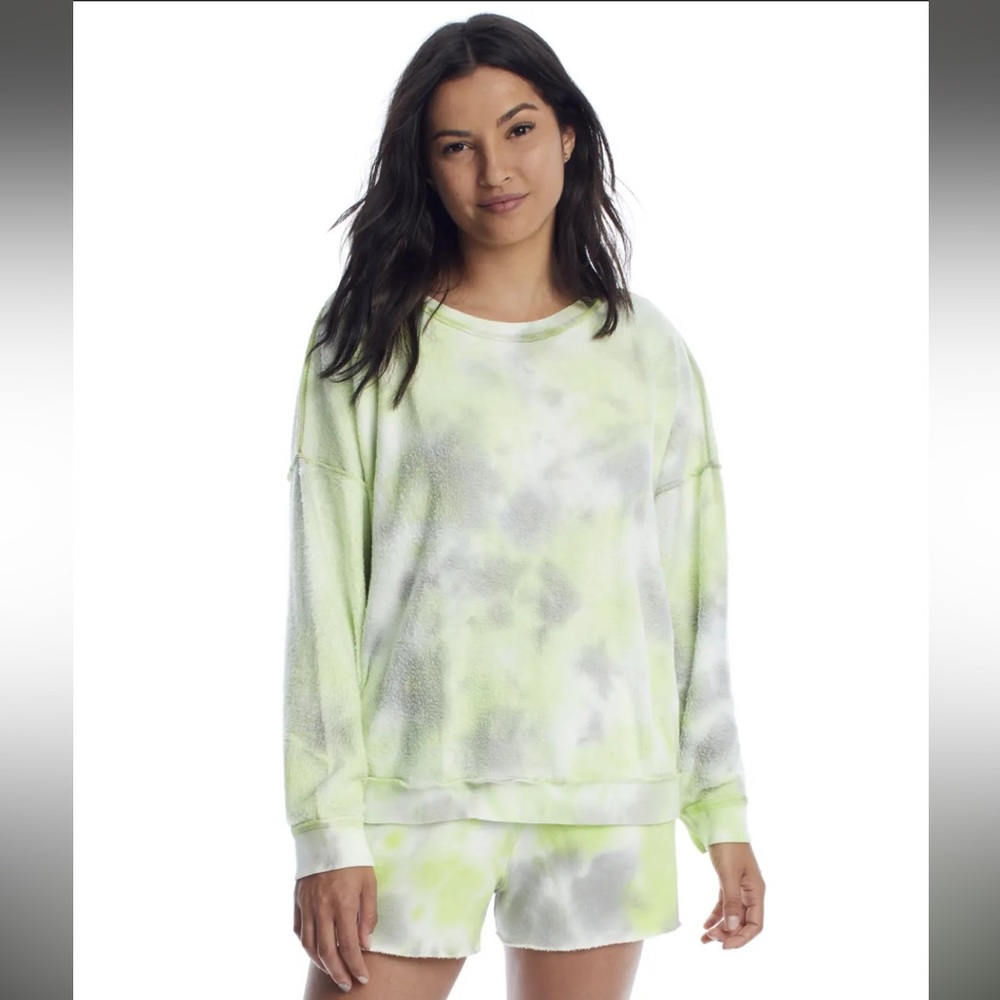 Free People Kelly tie dye two-piece set in citron and gray